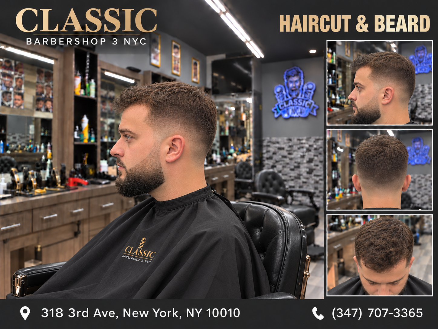 Classic 3 haircut inspiration: Haircut & beard, with the Gramercy · Third Avenue shop background