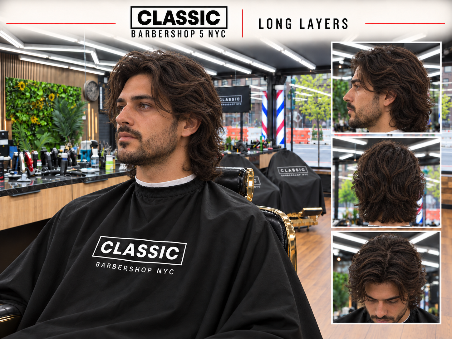 Classic 5 haircut inspiration: Long layers, with the Murray Hill · Second Avenue shop background
