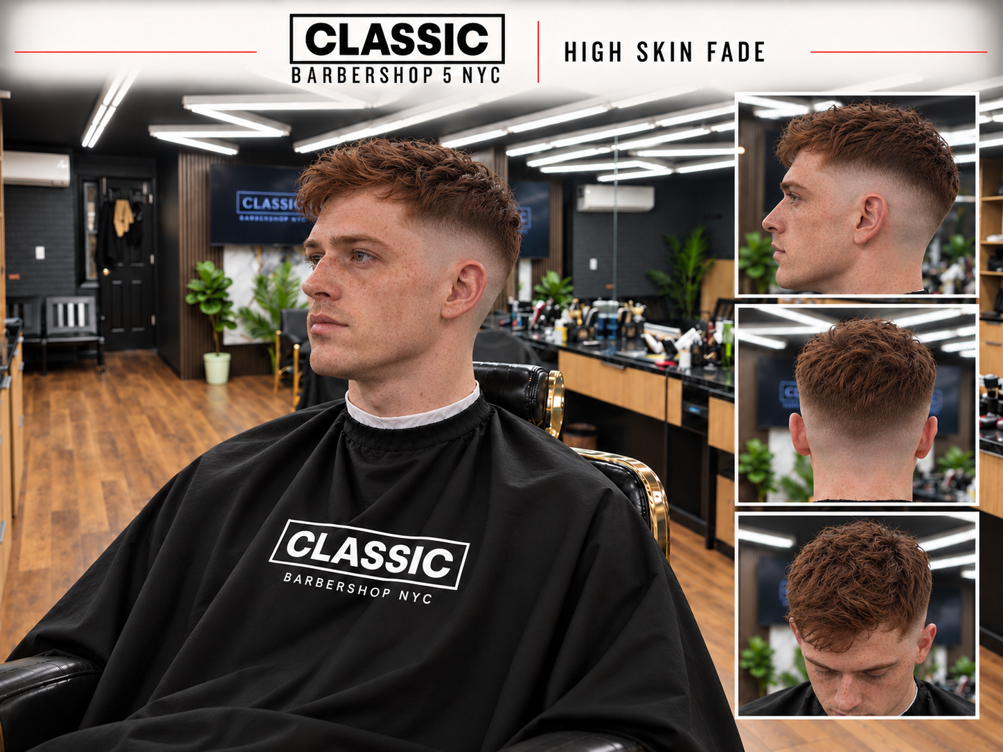 Classic 5 haircut inspiration: High skin fade, with the Murray Hill · Second Avenue shop background